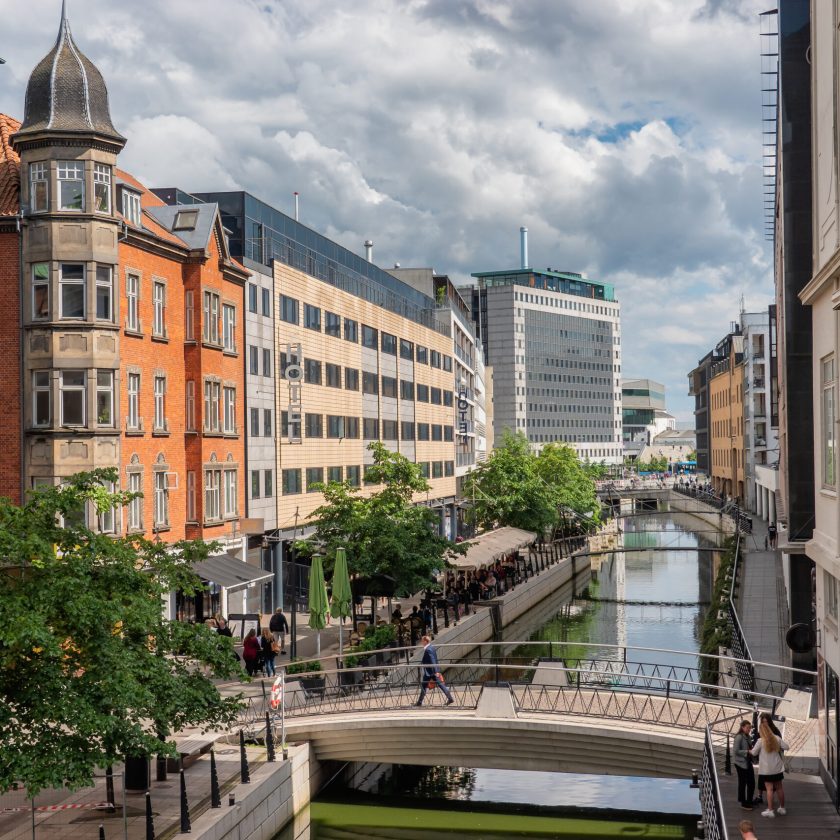 Aarhus river running through the city center, Denmark